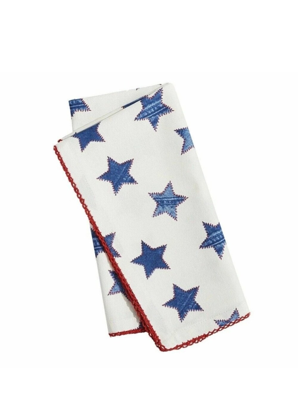 Pier 1 White With Blue Stars Kitchen Table Napkins Set Of 4 Patriotic Americana